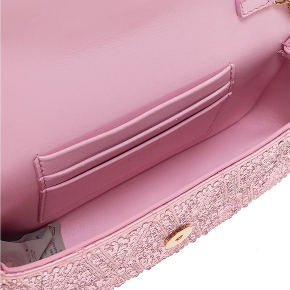 New Authentic VERSACE Mini Virtus Crystal-Embellished Satin Crossbody Bag - Picture 10 of 11